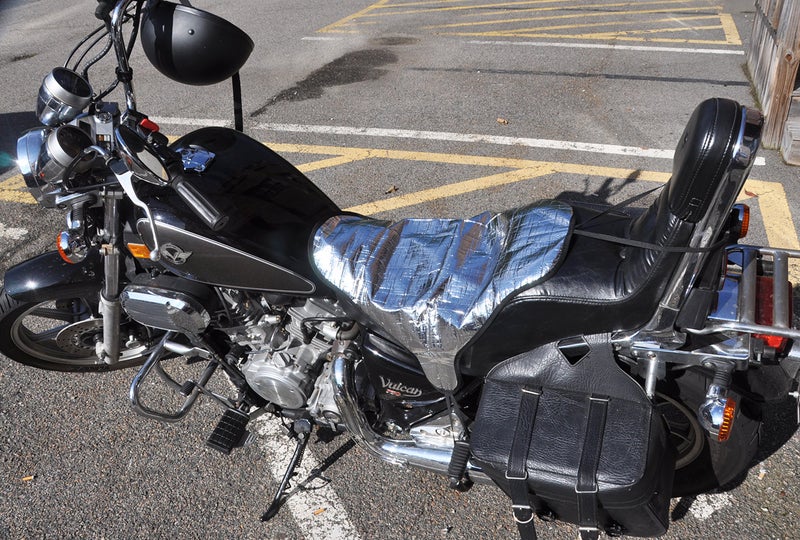 Metier Life Sun Reflective Motorcycle Seat Cover Waterproof and Light Resistant Protection | Heat Resistant Shield for a Cooler Motorbike Seat | Compact with Nylon Drawstring Bag - Image 4